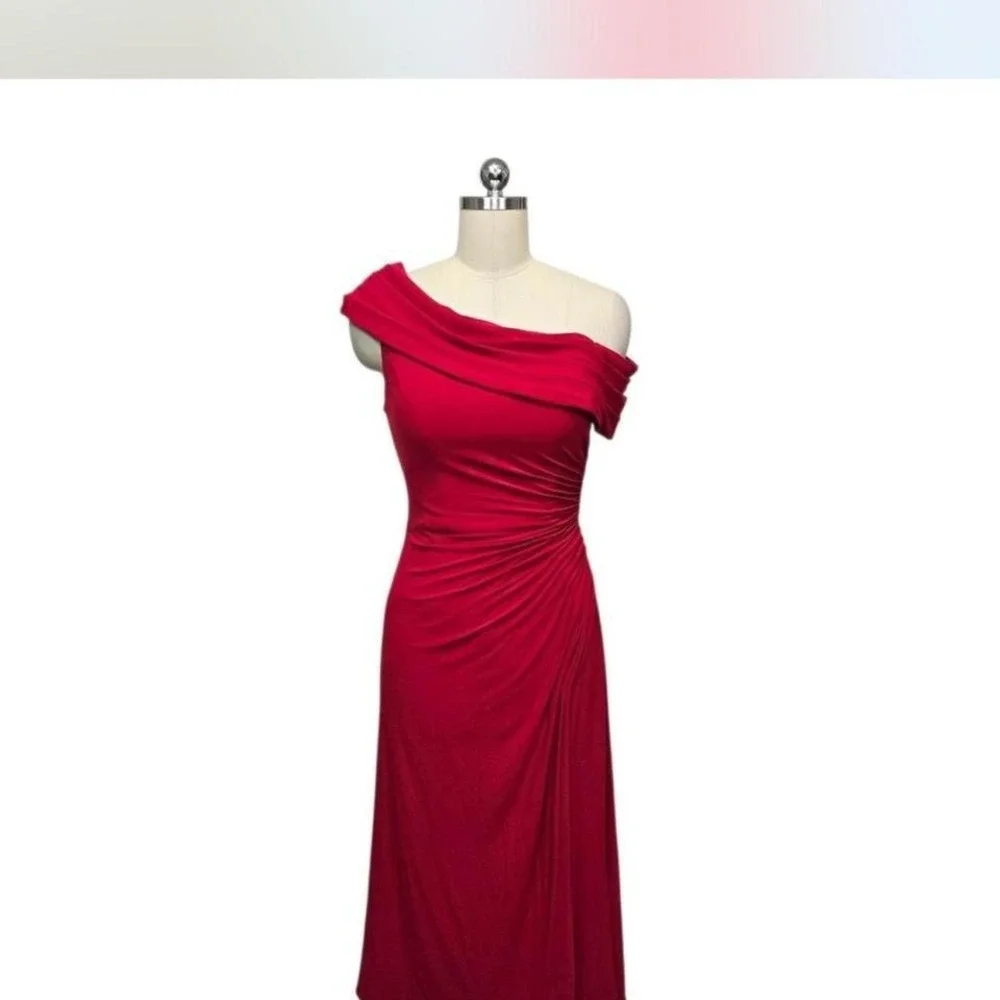 M1. Mac Duggal Red off the shoulder maxi dress - Picture 2 of 5